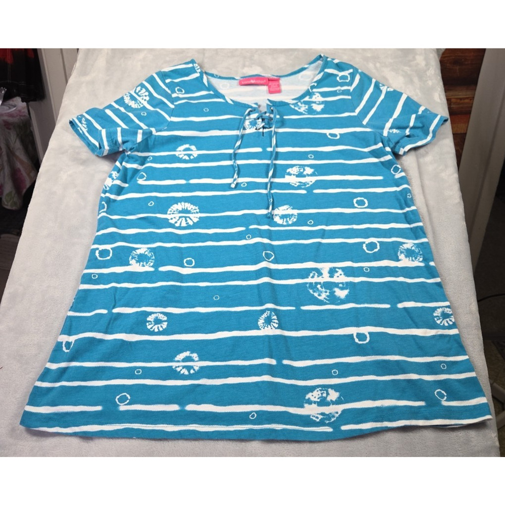 Women Within Women's Sz M T Shirt with Lace Up Cottagecore Soft 0622